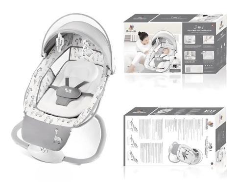 Kidilo Electric Baby Swing & Rocker – Dark Grey with Mosquito Net