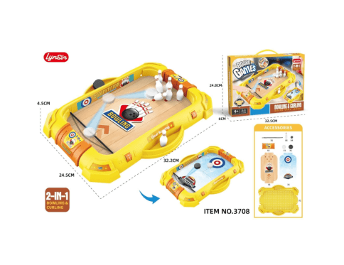 2-in-1 Tabletop Bowling & Curling Competition Game