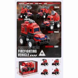 Mini Monster Fire Rescue Trucks - Friction-Powered with Movable Parts