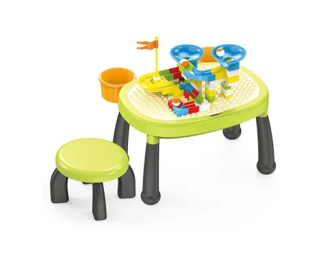 4-in-1 Kids Activity & Building Block Table – with Storage, Stool & Blocks