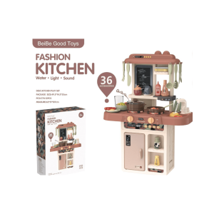 Deluxe Kids Pretend Play Kitchen Set - with Real Water Tap, Steam, Lights & Sounds
