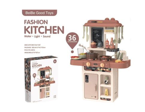 Deluxe Kids Pretend Play Kitchen Set – with Real Water Tap, Steam, Lights & Sounds