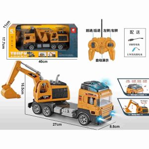 Remote Control Construction Truck & Excavator Set - with Lights, Sounds & 360° Rotation
