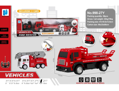 Remote Control Fire Rescue Truck Set – Includes 2 Vehicles with Lights