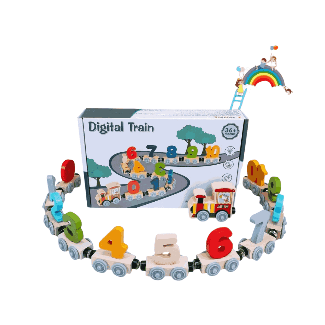 Colorful Wooden Number Train
