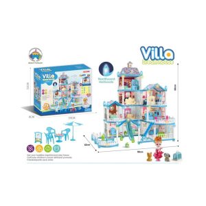Villa Dream House DIY Dollhouse Playset – 11 Rooms, 275 Pcs, Noctulicent Lights, Includes Furniture & Accessories (58x42x66cm)
