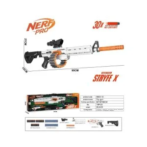 Nerf-Compatible Blaster Rifle – Modular Semi-Auto Soft Bullet Gun with Scope & Darts