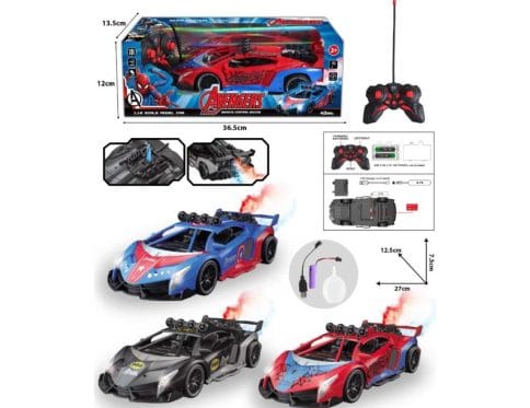 Spider Man RC Racing Car 1:16 – LED Lights, 5-Channel Remote, Rechargeable Battery Included