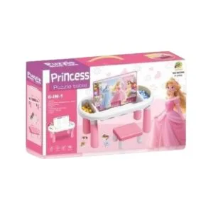 6-in-1 Princess Puzzle & Drawing Board Table with Chair– Creative Art Station for Toddlers
