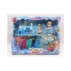 Elsa Doll with Vanity Table & 8 Mix-and-Match Outfits – Frozen-Inspired Pretend Play Toy for Girls