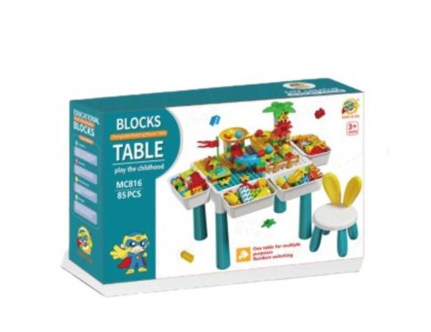 303+ PCS Kids’ Activity Building Block Table Set with 2 Bunny Chairs – Multi-Functional Storage Play Table for Toddlers