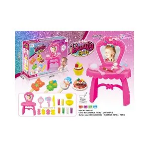 Beauty Girls Kids Vanity Table Set with Magic Clay - Pretend Play Makeup Desk with Lights & Music