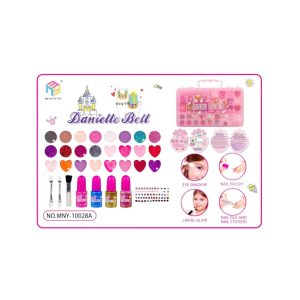 Danielle Bell Kids Washable Makeup Kit - Ultimate Princess Palette with Glitter Eyeshadow, Nail Polish & Heart Gems