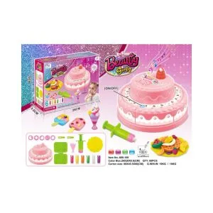 2-Tier Musical Birthday Cake Play Food Set - DIY Clay Modeling Kit with Sound, Lights & Dessert Accessories