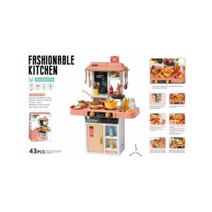 Fashionable Kitchen Playset - 43pcs Chef Roleplay Toy with Color-Changing Food, Real Water Faucet & Cooking Sounds