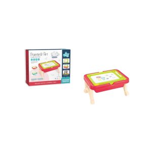 2-in-1 Kids Painting Art Table & Magnetic Drawing Board with Building Blocks