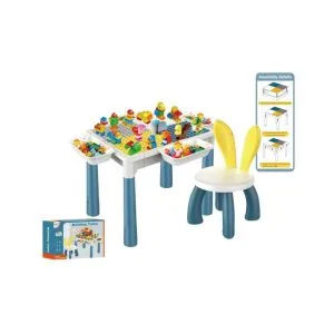 70PCS Kids Building Block Table & Chair Set - 3-in-1 Activity Table with Storage & Animal Building Blocks