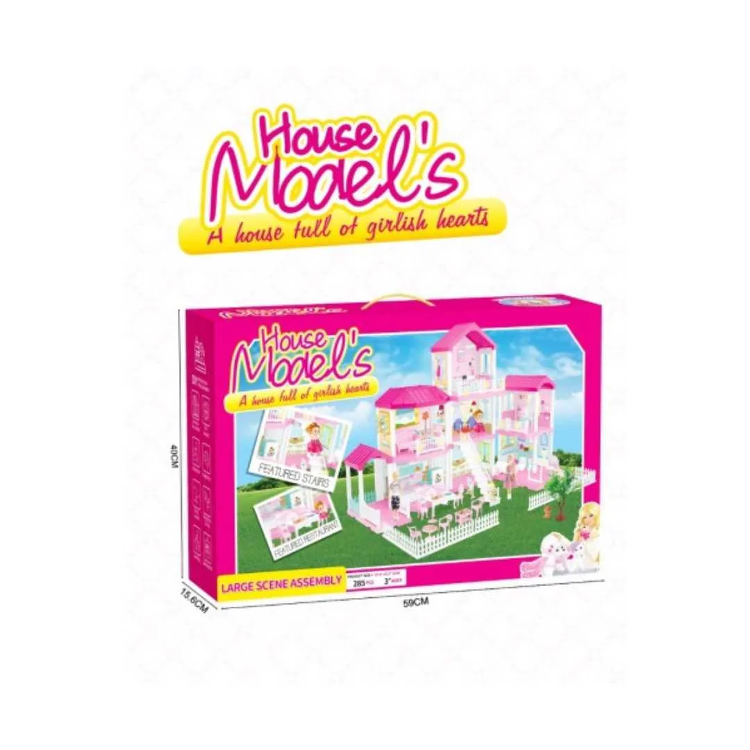 Large 285Pcs Princess Dream House - 3-Story Luxury Dollhouse With Led Lights, Furniture &Amp; Garden Fence