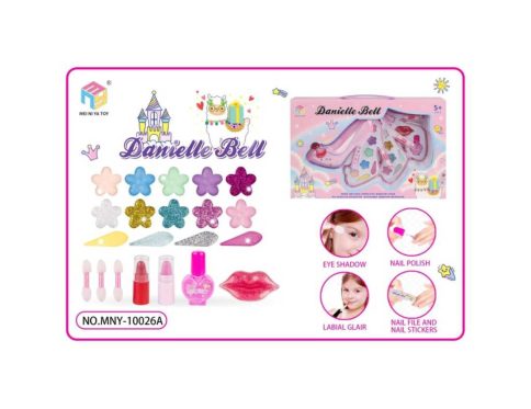 Danielle Bell High-Heel Shoe Makeup Palette – Star-Shaped Glitters, Lip Gloss & Nail Polish, Pretend Play Beauty Set for Girls