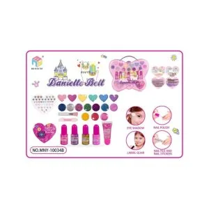 Danielle Bell Butterfly Vanity Makeup Case for Girls - Heart-Shaped Eyeshadow & Glitter Nail Polish Beauty Set