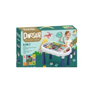 6-in-1 Dinosaur Puzzle & Drawing Table - Creative Activity Desk with Chair and Erasable Board