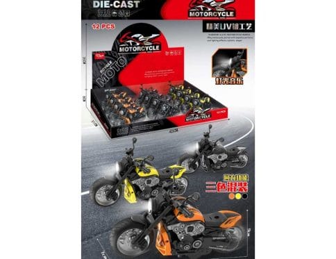 12-Piece Assorted Die-Cast Sport Motorcycle Toy Set