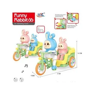 Funny Rabbit Musical Tricycle Toy with Lights and Rotating Head - Interactive Toddler Ride-On Toy