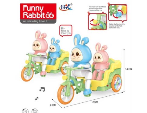Funny Rabbit Musical Tricycle Toy with Lights and Rotating Head – Interactive Toddler Ride-On Toy