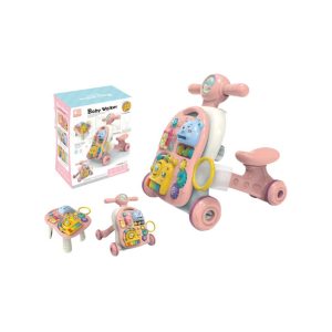 3-in-1 Baby Music Walker in Pastel Blue – Sit-to-Stand Learning Walker, Activity Table & Ride-On Scooter for Girls