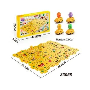 DIY Railcar Puzzle Track Set – 13-Piece Educational Construction Road Maze with Wind-up Engineering Car for Kids