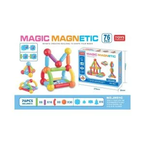 76 PCS Magic Magnetic Building Rods and Balls Set – STEM Educational 3D Magnet Construction Toy for Kids – Creative Puzzle Blocks