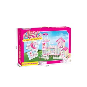 DIY Modern Elevator Villa Dollhouse - 241PCS Multi-Level Play Home with Slide, Balcony & Light String