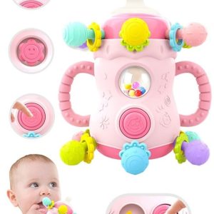 Multi-functional Soothing Baby Bottle (12 balls) Teething Toy, Baby Hand Grasp Ball, Silicone Soothing Pacifier Teether Ball