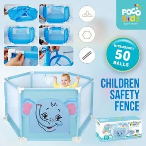 125cm Printed Elephant Children's Playpen with 50 Ocean Balls (Pit Balls)