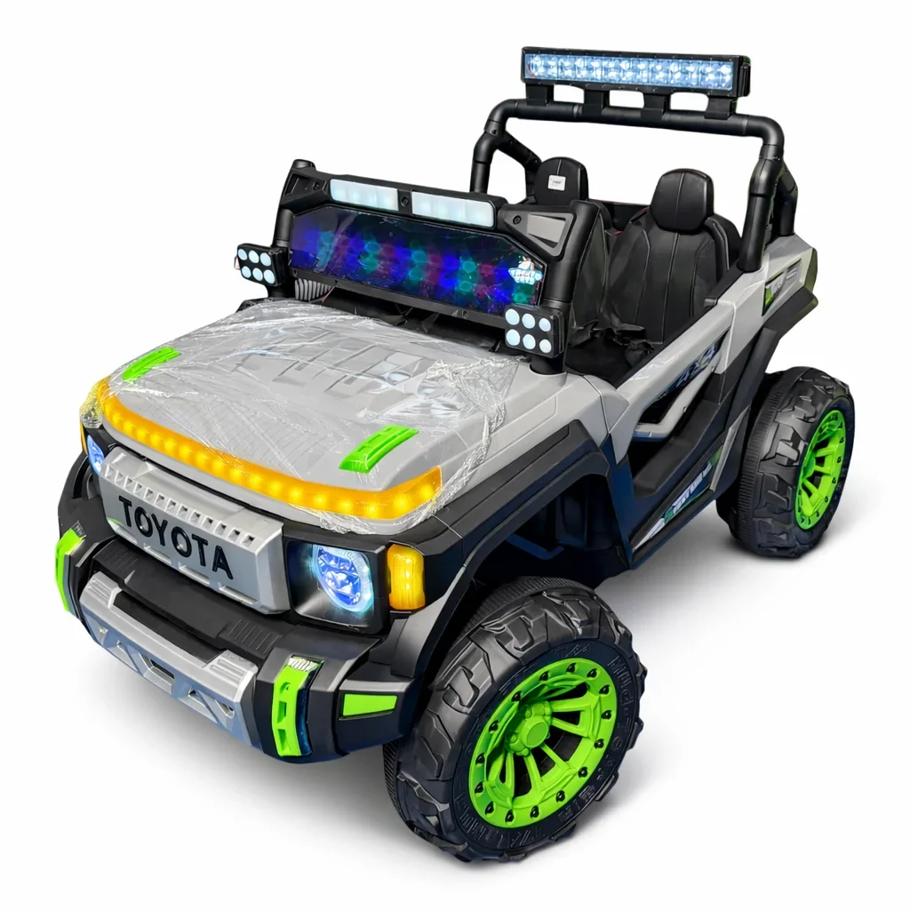 Land Cruiser-Style 4×4 Electric Ride-On Off-Road Buggy (Nardo Grey & Neon Green)